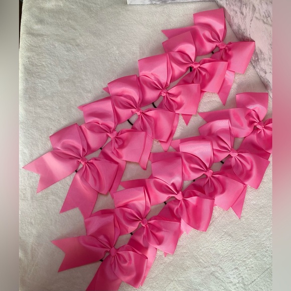 Large Pink Cheer Hair Bows Ponytail Holder in Lot of 12 - Picture 2 of 6